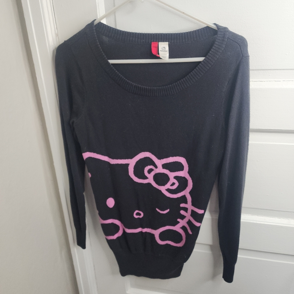 H&M Divided Hello Kitty off black tunic sweater size 2